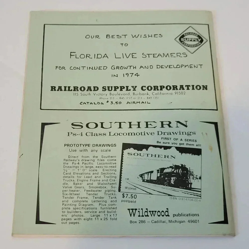 Florida Live Steamers 1974 Yearbook Miniature Railroad Vintage